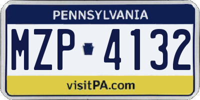 PA license plate MZP4132