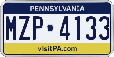 PA license plate MZP4133