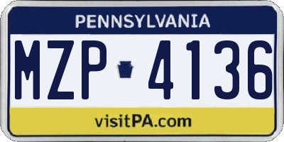 PA license plate MZP4136