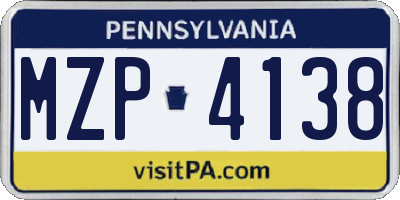 PA license plate MZP4138