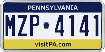 PA license plate MZP4141