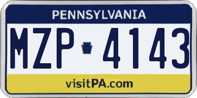 PA license plate MZP4143