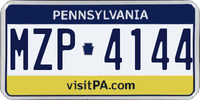 PA license plate MZP4144