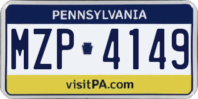 PA license plate MZP4149