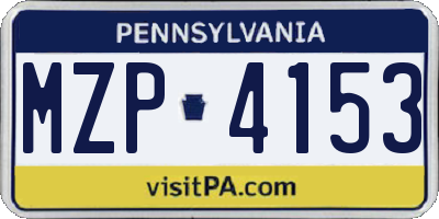 PA license plate MZP4153