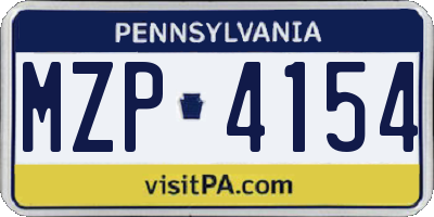 PA license plate MZP4154