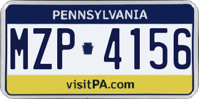 PA license plate MZP4156
