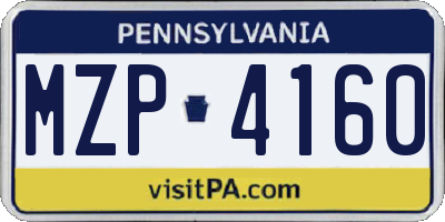 PA license plate MZP4160