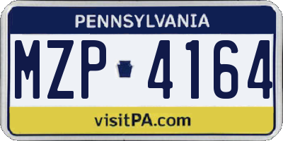 PA license plate MZP4164