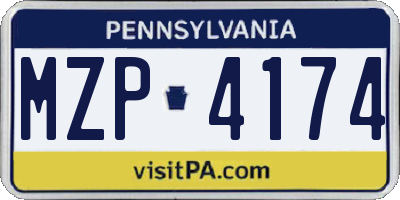 PA license plate MZP4174