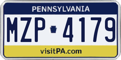 PA license plate MZP4179