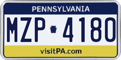PA license plate MZP4180