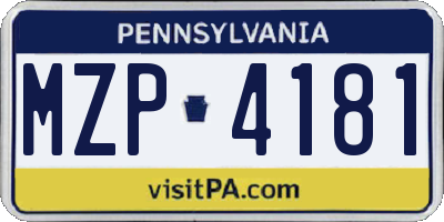 PA license plate MZP4181