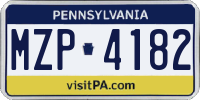 PA license plate MZP4182