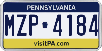 PA license plate MZP4184