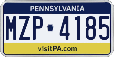 PA license plate MZP4185