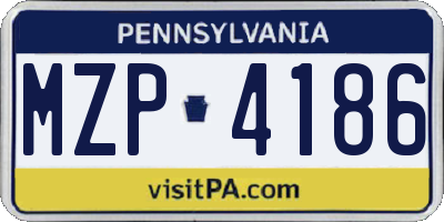 PA license plate MZP4186