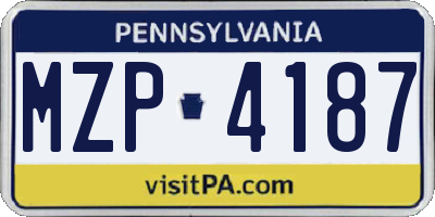 PA license plate MZP4187