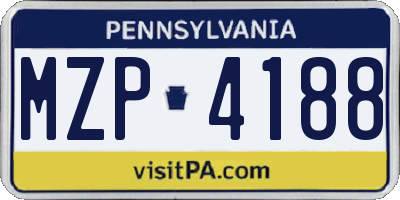 PA license plate MZP4188