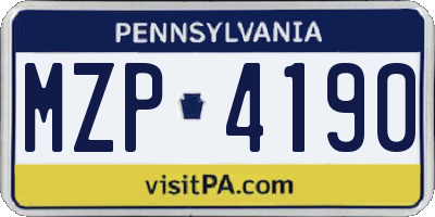 PA license plate MZP4190