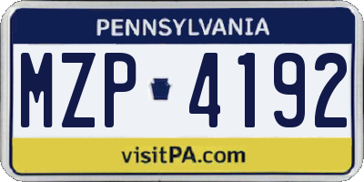 PA license plate MZP4192