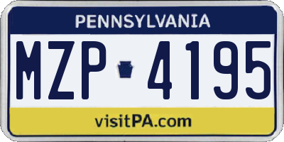 PA license plate MZP4195