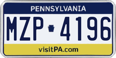 PA license plate MZP4196