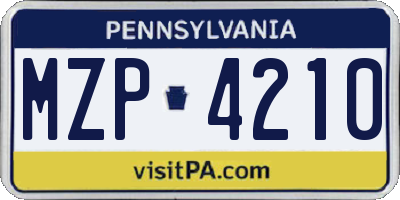 PA license plate MZP4210