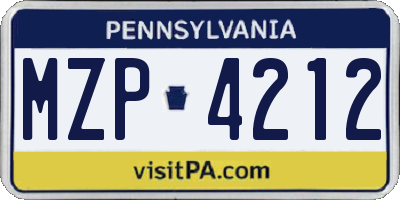 PA license plate MZP4212