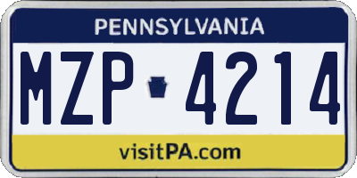 PA license plate MZP4214