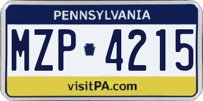 PA license plate MZP4215