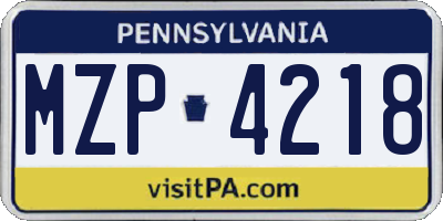 PA license plate MZP4218
