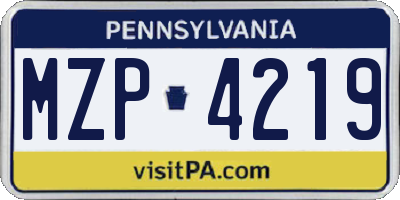 PA license plate MZP4219
