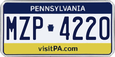PA license plate MZP4220