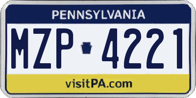 PA license plate MZP4221