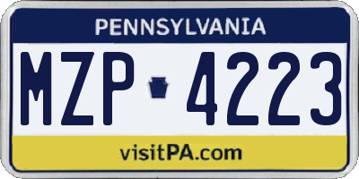 PA license plate MZP4223