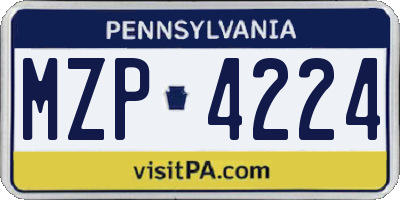 PA license plate MZP4224