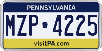PA license plate MZP4225