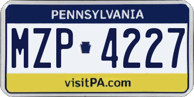 PA license plate MZP4227