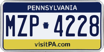 PA license plate MZP4228