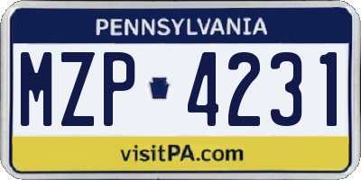 PA license plate MZP4231
