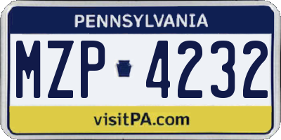 PA license plate MZP4232