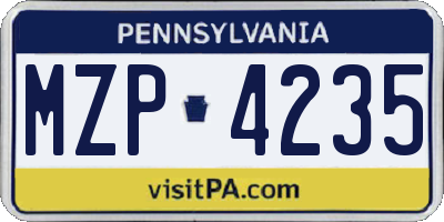 PA license plate MZP4235