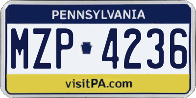 PA license plate MZP4236