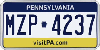 PA license plate MZP4237