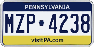 PA license plate MZP4238