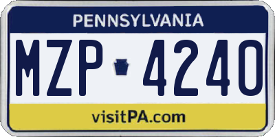 PA license plate MZP4240