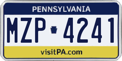 PA license plate MZP4241