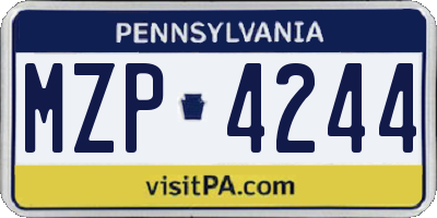 PA license plate MZP4244