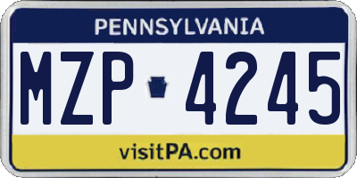 PA license plate MZP4245